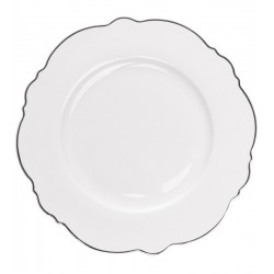 Prato 21cm Sobremesa Porcelana Maldivas Com Fio Prata